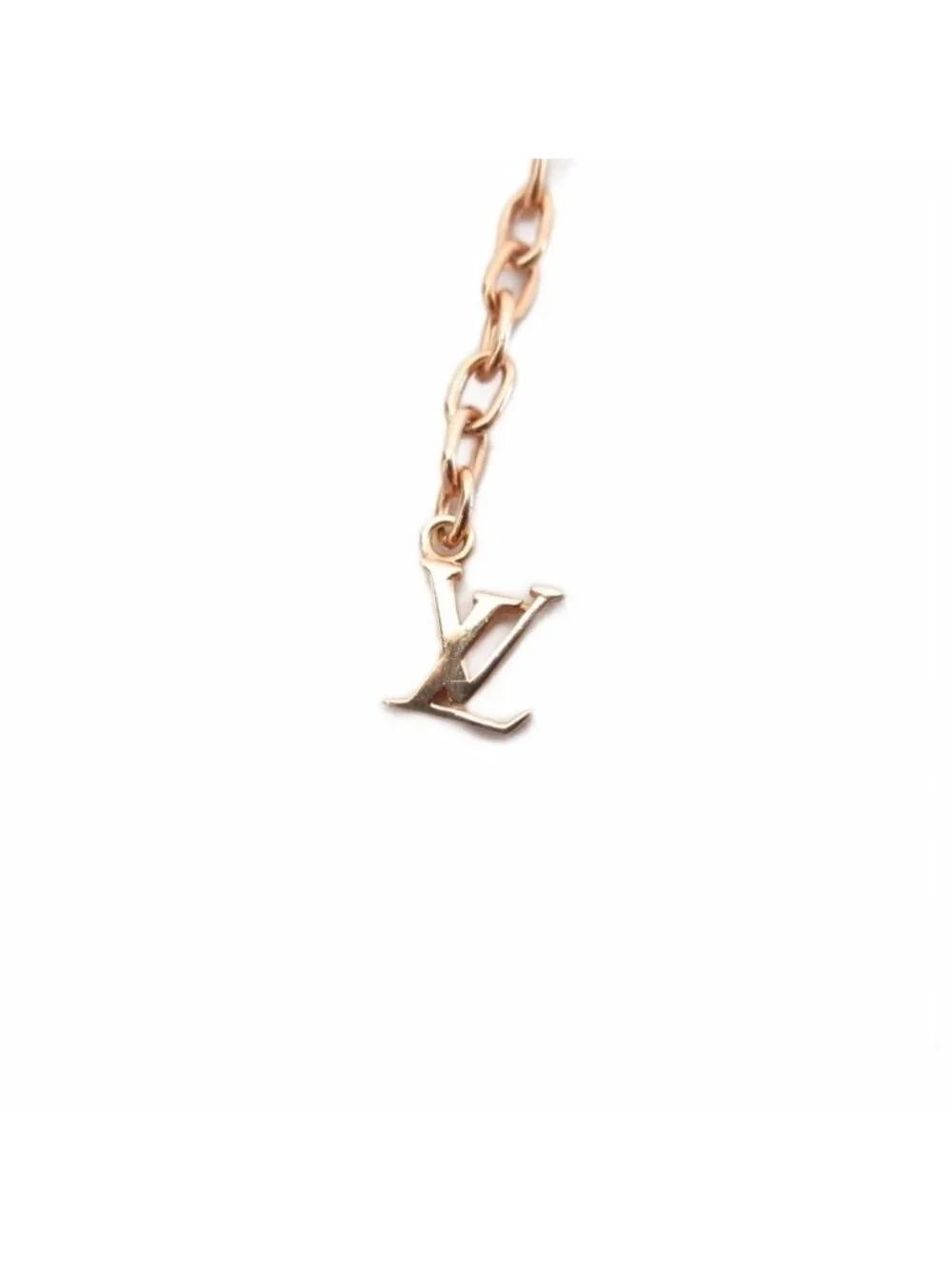 Louis Vuitton Collier Gamble Necklace LV Logo Cube Rhinestone Gold